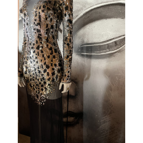 VESTIDO GLITERS PRINT LARGO