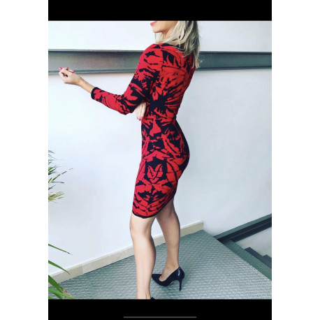 VESTIDO CEBRA ROJO/NEGRO