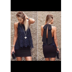 VESTIDO LICRA NEGRO/MARINO