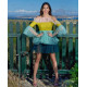 VESTIDO TRICOLOR TULL