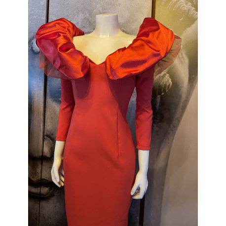 VESTIDO MAXI VOLANTE  MANGAS