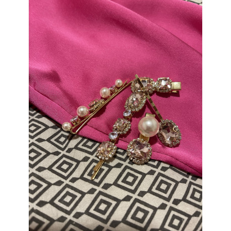 CONJUNTO DE HORQUILLAS ORO/ROSA