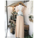 VESTIDO SATÉN BORDADO NUDE/VERDE AGUA