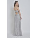 VESTIDO LARGO GRIS LENTEJUELAS