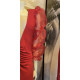 VESTIDO ROJO MANGAS ABULLONADAS