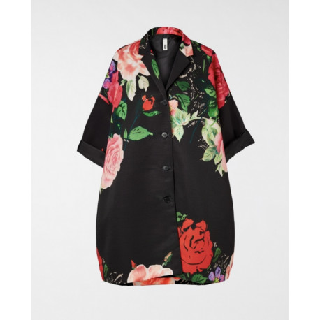 CHAQUETA LARGA ESTAMPADA