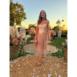 VESTIDO NUDE FLECOS