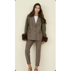 CAHAQUETA VICHY COMBINADA CON MANGAS VERDES