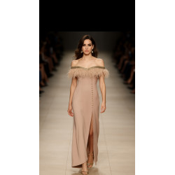 VESTIDO PLUMAS CUELLO