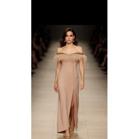 VESTIDO PLUMAS CUELLO