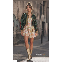 CHAQUETA VERDE LENTEJUELAS