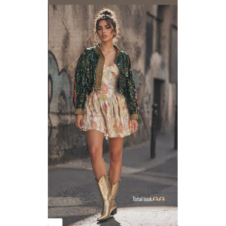 CHAQUETA VERDE LENTEJUELAS